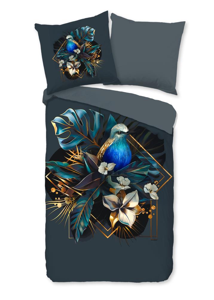 Pure dekbedovertrek Larry - Blauw - 135 x 200 cm - 100% Polyester