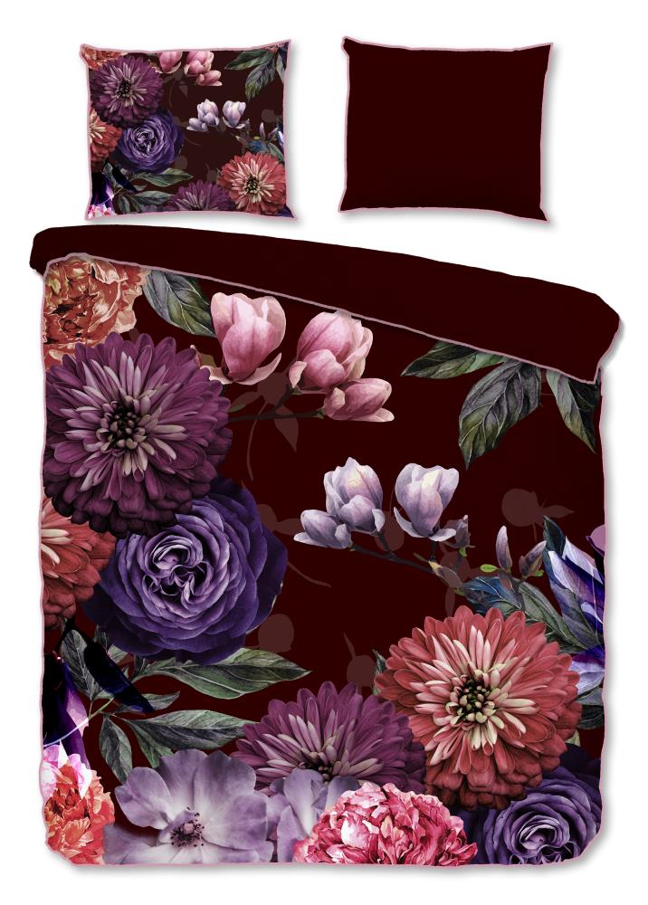 Descanso dekbedovertrek Bloomie - Rood - 200 x 220 cm - 100% organisch katoen