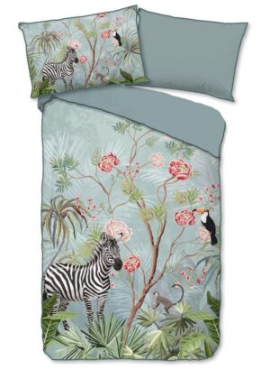 Descanso dekbedovertrek Yasmin - Blauw - 140 x 200 cm - 100% organisch katoen