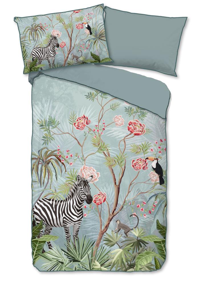 Descanso dekbedovertrek Yasmin - Blauw - 140 x 200 cm - 100% organisch katoen
