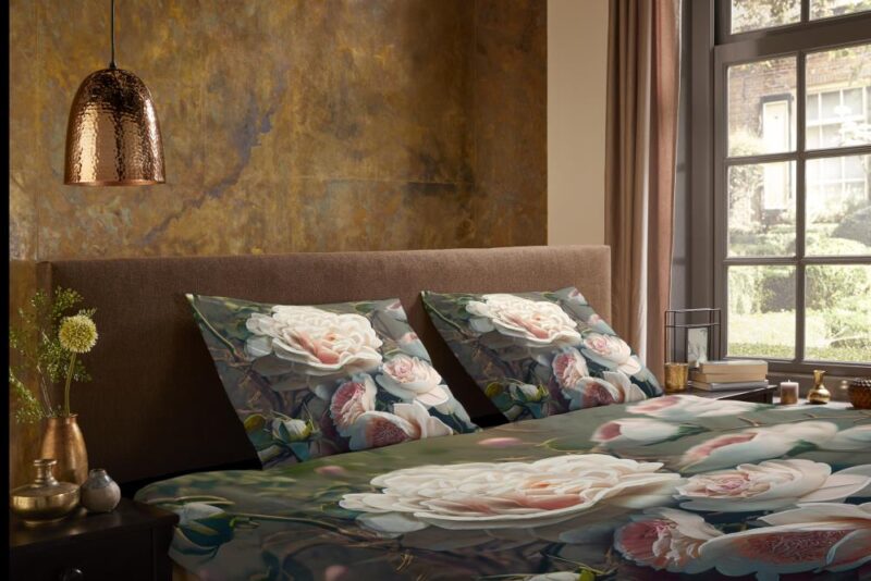 Beddengoed White Roses 140 x 220 cm van Pure, Groen