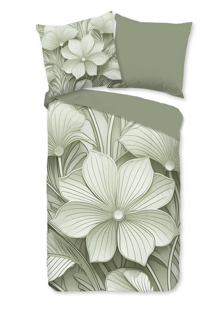 Good Morning Dekbedovertrek "Artdeco" - Groen - (155x220 cm) - 100% Katoen