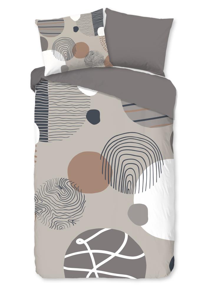 Good Morning Dekbedovertrek "Hendrik" - Grijs - (140x220 cm) - 100% Katoen