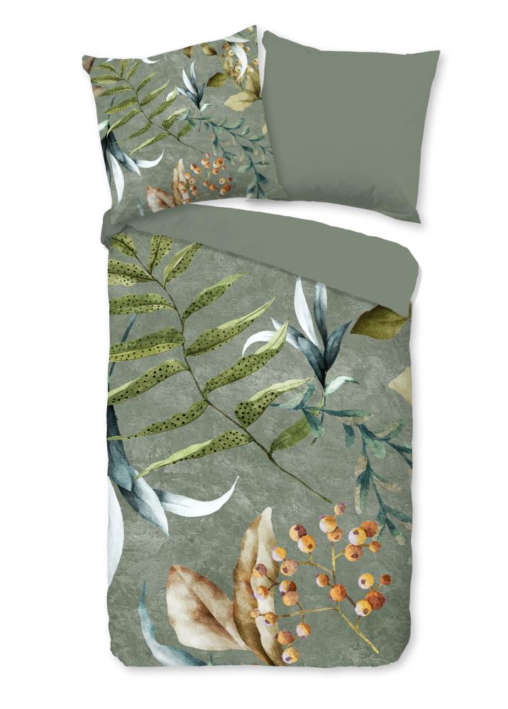 Good Morning Dekbedovertrek "Janika" - Groen - (200x200 cm) - 100% Katoen