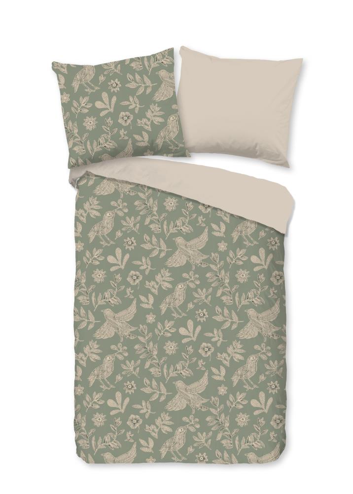 Good Morning Dekbedovertrek "Odette" - Groen - (120x150 cm) - 100% Katoen