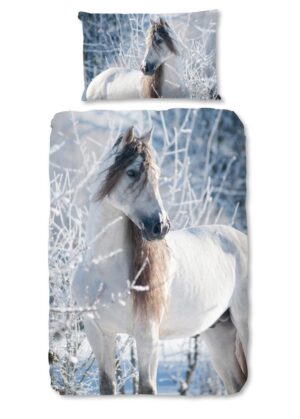 Good Morning dekbedovertrek White Horse - Multicolor - 140 x 200 cm - 100% katoen