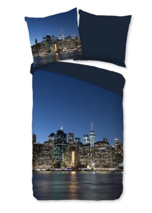 Pure dekbedovertrek NY City - Blauw - 135 x 200 cm - 100% Polyester