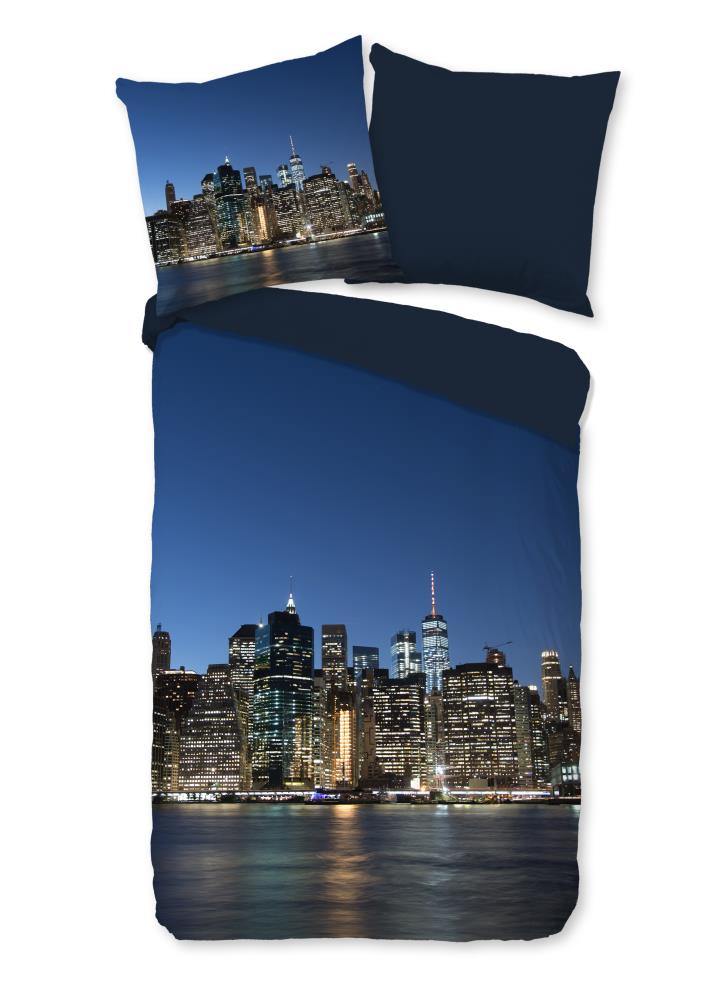 Pure dekbedovertrek NY City - Blauw - 135 x 200 cm - 100% Polyester