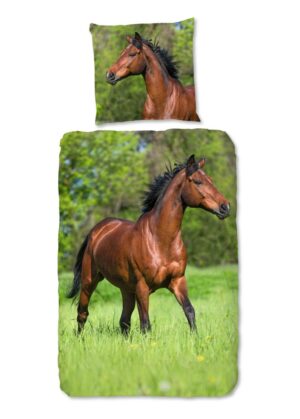 Good Morning dekbedovertrek Running Horse - Multicolor - 135 x 200 cm - 100% katoen