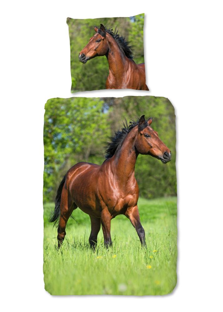 Good Morning Kinderdekbedovertrek "Running Horse" - Multi - (135x200 cm) - 100% Katoen