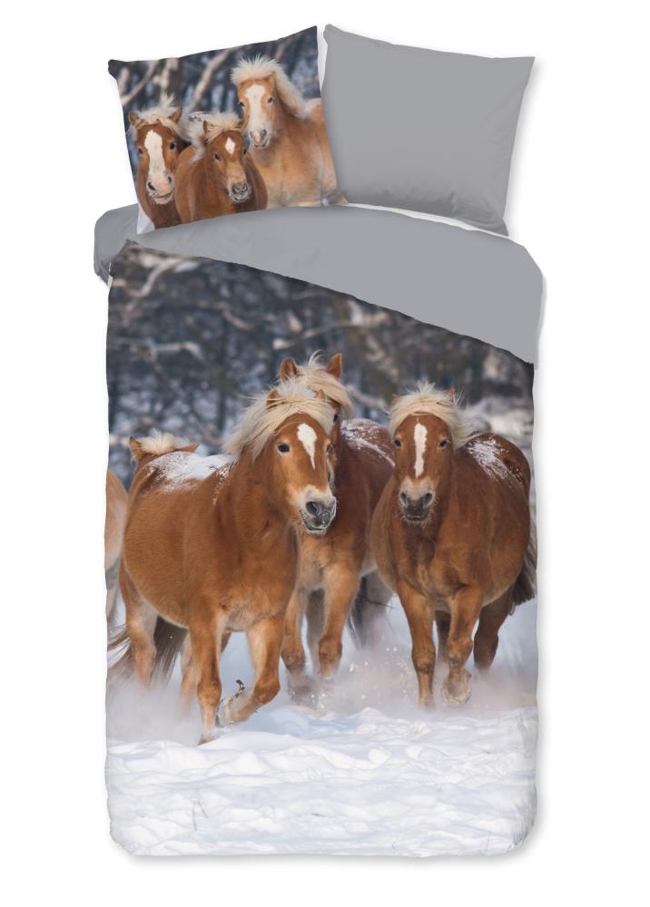 Happy Horses overtrek van Good Morning, 140 x 220 cm, kussensloop 60 x 70 cm