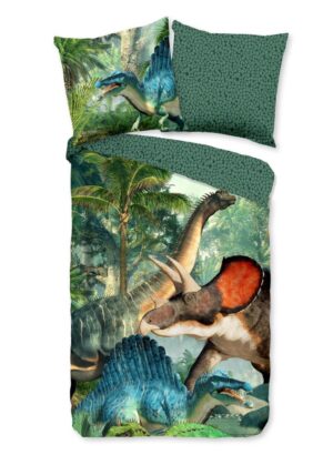 Good Morning dekbedovertrek Jurassic - Groen - 135 x 200 cm - 100% katoen
