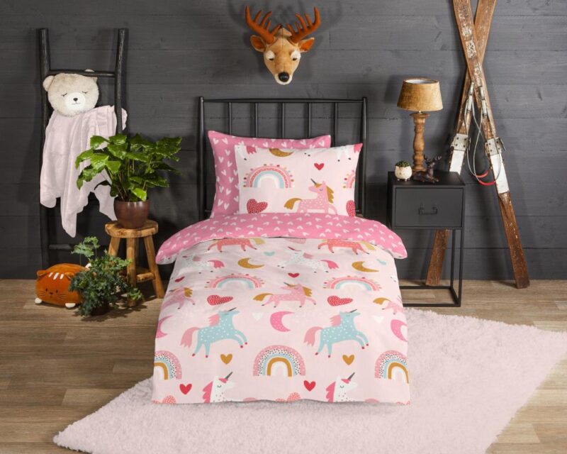 100% katoen dekbedset Unicorn van Good Morning in 140 x 220 cm - kussensloop 60 x 70 cm