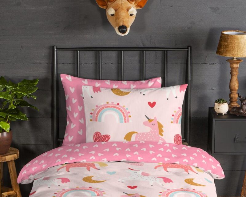 Beddengoed Unicorn 140 x 220 cm van Good Morning, Roze