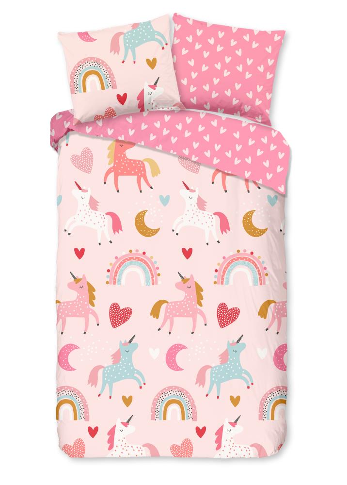 Unicorn overtrek van Good Morning, 140 x 220 cm, kussensloop 60 x 70 cm - kussensloop 60 x 70 cm