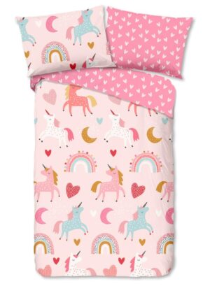 Good Morning dekbedovertrek Unicorn - Roze - 140 x 200 cm - 100% katoen