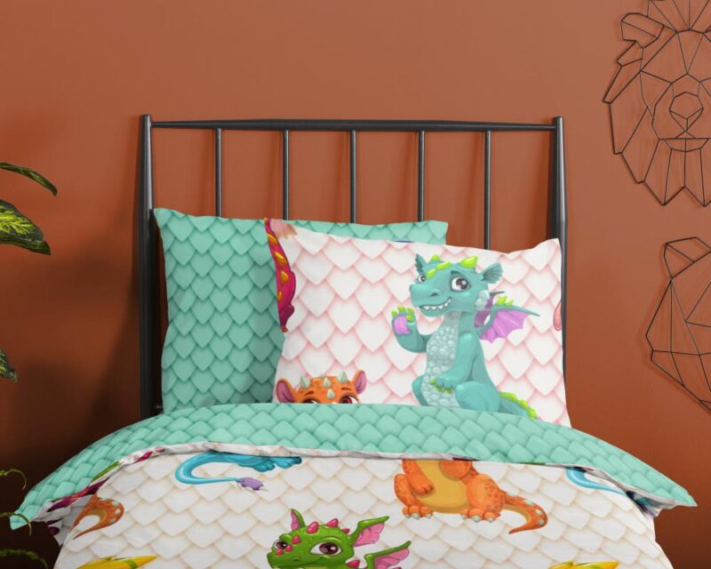 100% katoen dekbedset Dragons van Good Morning in 140 x 200/220 cm