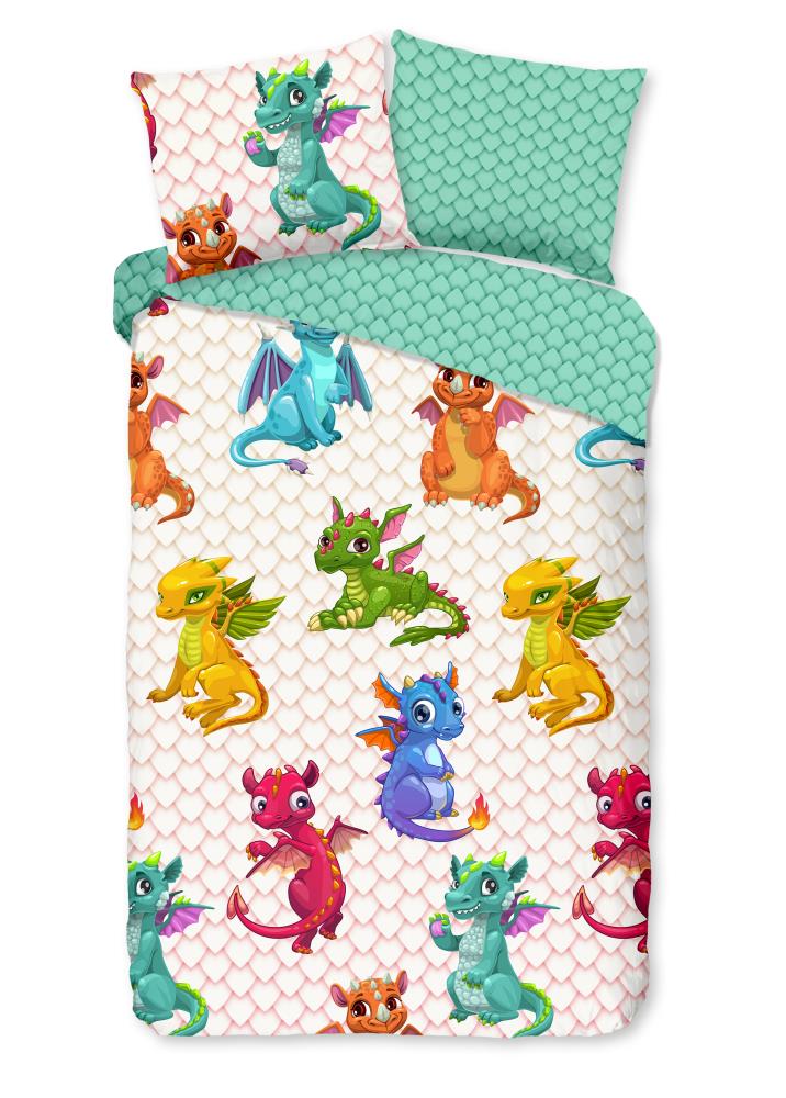 Good Morning dekbedovertrek Dragons - Multicolor - 140 x 200/220 cm - 100% katoen