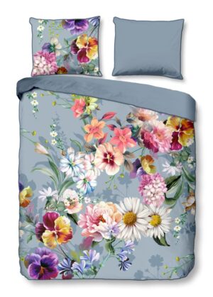 Descanso dekbedovertrek Novara - Grijs - 140 x 220 cm - 100% organisch katoen