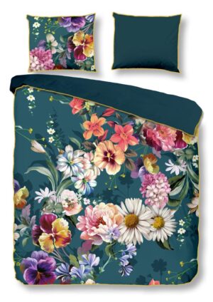 Descanso dekbedovertrek Novara - Blauw - 140 x 220 cm - 100% organisch katoen