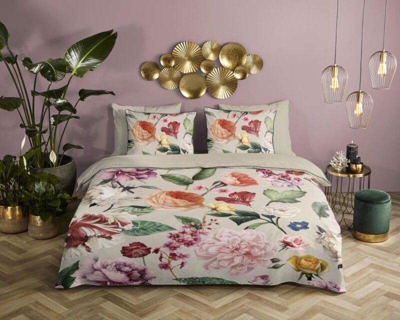 100% organisch katoen dekbedset Fiori van Descanso in 155 x 220 cm