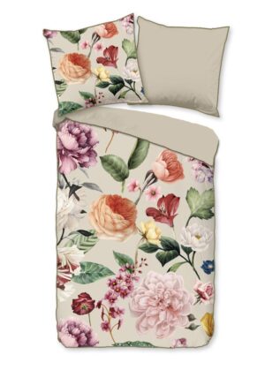 Descanso dekbedovertrek Fiori - Bruin - 155 x 220 cm - 100% organisch katoen