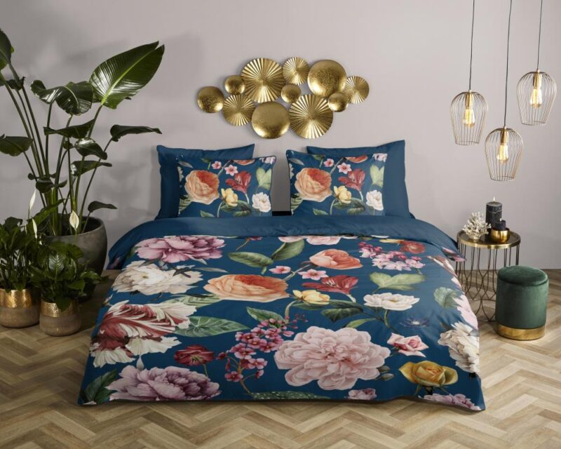100% organisch katoen dekbedset Fiori van Descanso in 155 x 220 cm - kussensloop 80 x 80 cm