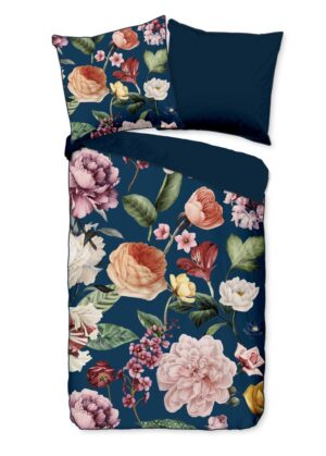 Descanso dekbedovertrek Fiori - Blauw - 155 x 220 cm - 100% organisch katoen