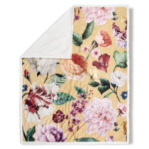 Descanso plaid Fiori - Geel - 130 x 160 cm - 100% Polyester