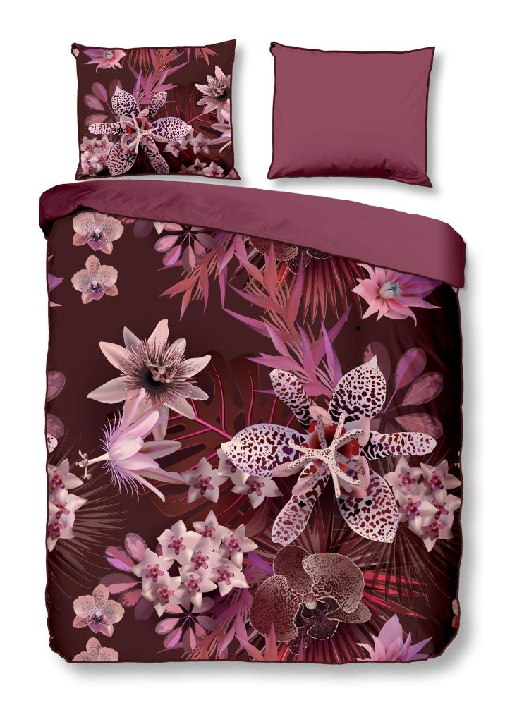 Descanso dekbedovertrek Farze - Rood - 200 x 220 cm - 100% organisch katoen