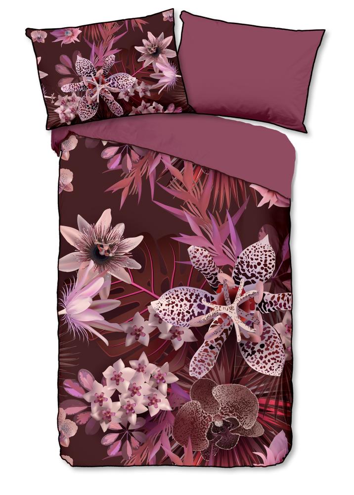 Descanso dekbedovertrek Farze - Rood - 140 x 200 cm - 100% organisch katoen
