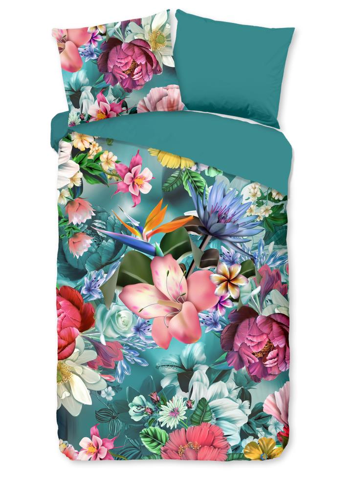Good Morning Dekbedovertrek "Tiandra" - Blauw - (140x220 cm) - 100% Katoen