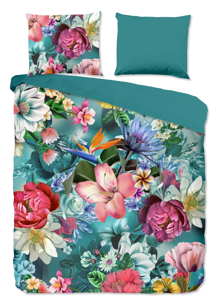 Good Morning Dekbedovertrek "Tiandra" - Blauw - (200x220 cm) - 100% Katoen
