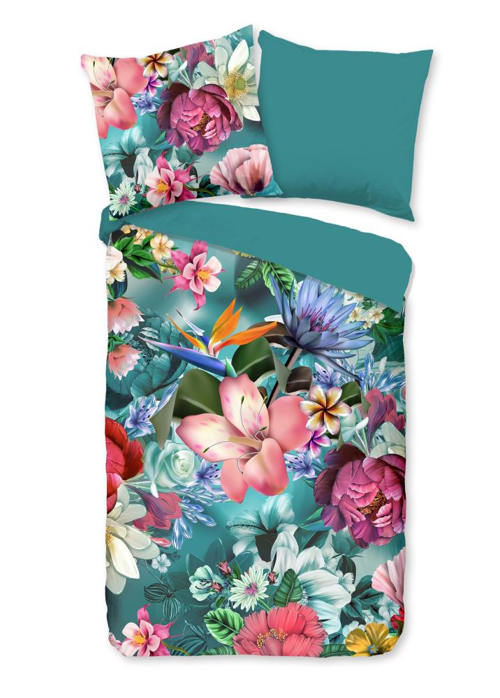 Good Morning Dekbedovertrek "Tiandra" - Blauw - (155x220 cm) - 100% Katoen