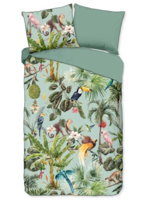 Descanso dekbedovertrek Igandi - Groen - 140 x 220 cm - 100% organisch katoen