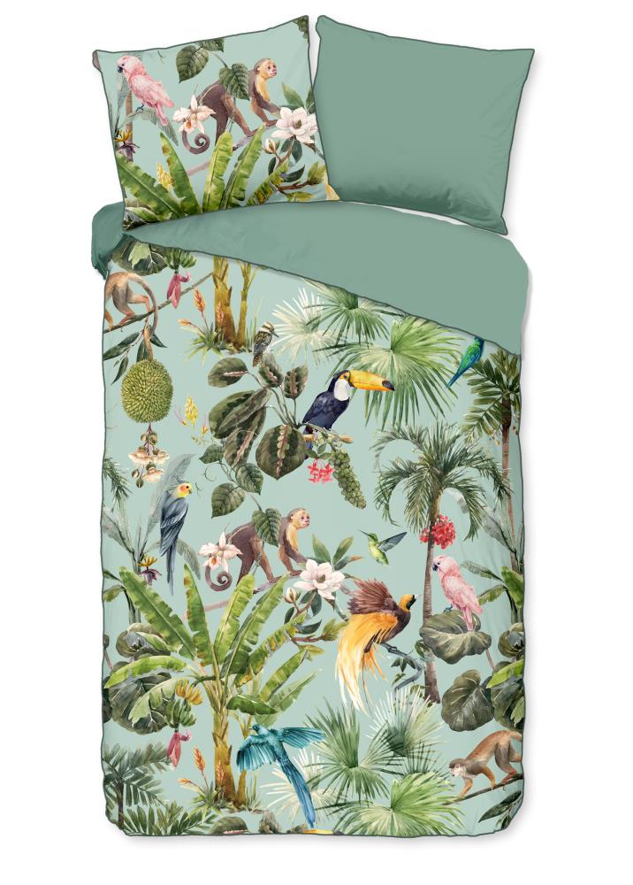 Descanso dekbedovertrek Igandi - Groen - 140 x 220 cm - 100% organisch katoen