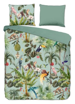 Descanso dekbedovertrek Igandi - Groen - 240 x 220 cm - 100% organisch katoen