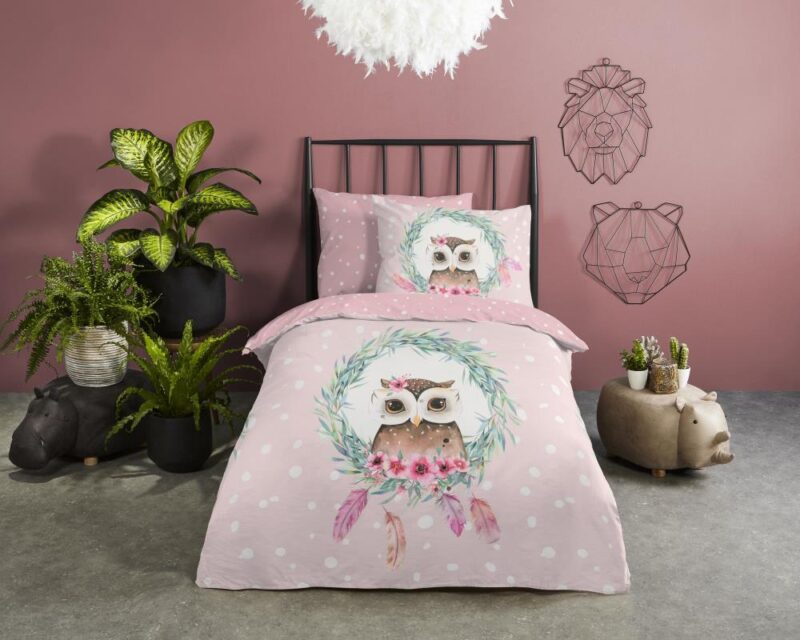 100% katoen dekbedset Owli van Good Morning in 135 x 200 cm