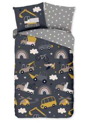 Good Morning dekbedovertrek Rush - Grijs - 140 x 220 cm - 100% katoen