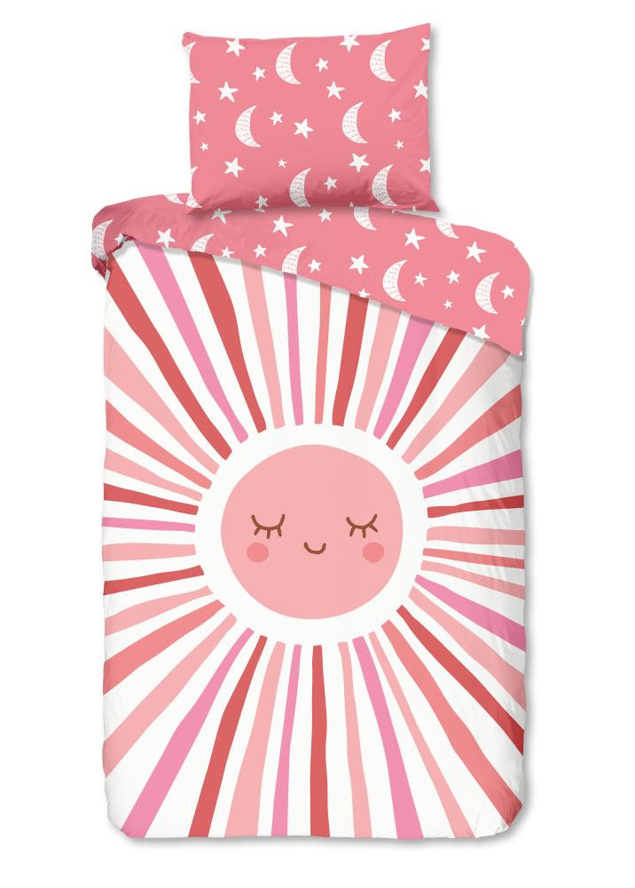 Good Morning dekbedovertrek Sunny - Roze - 140 x 200 cm - 100% katoen