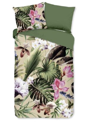Good Morning dekbedovertrek Irze - Groen - 140 x 220 cm - 100% katoen