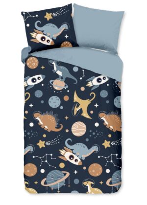 Pure dekbedovertrek Spacedino - Blauw - 140 x 220 cm - 100% Polyester