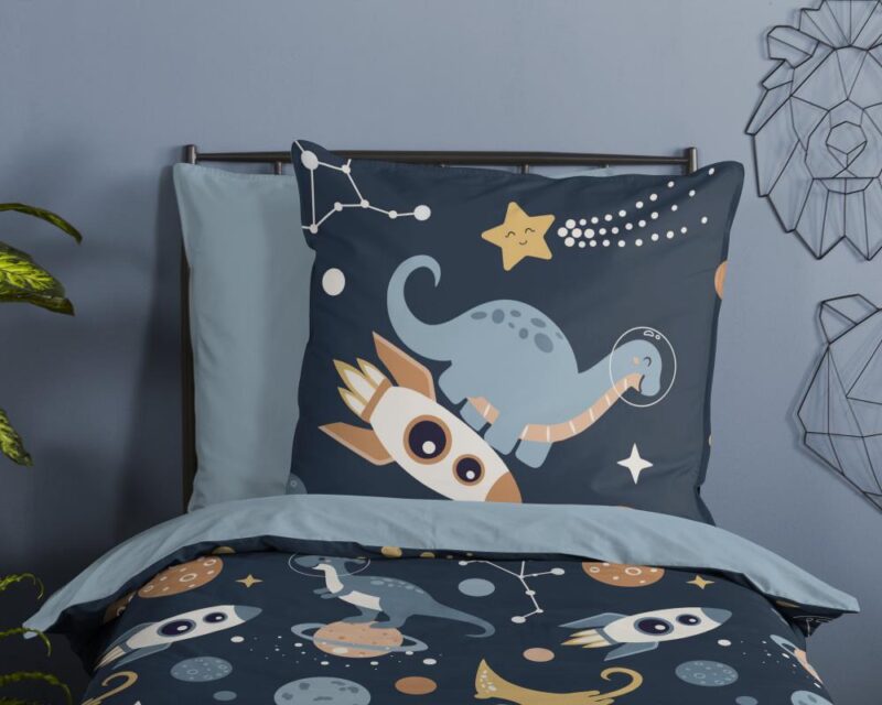 Beddengoed Spacedino 140 x 220 cm van Pure, Blauw