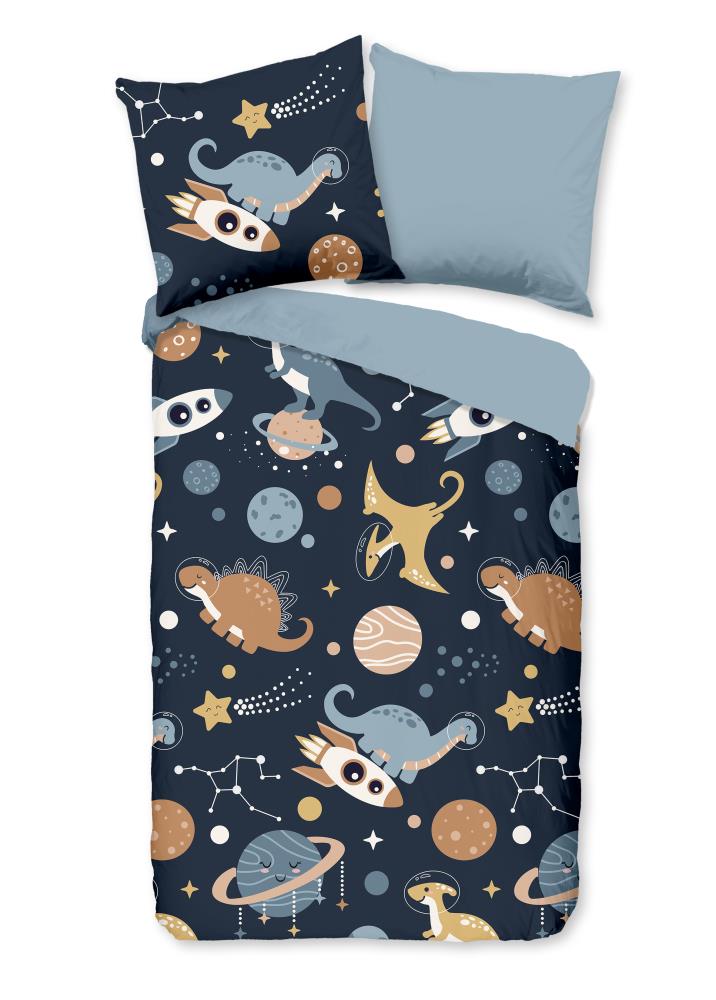 Spacedino overtrek van Pure, 140 x 220 cm, kussensloop 60 x 70 cm