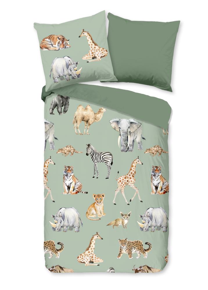 Pure dekbedovertrek Safari - Groen - 135 x 200 cm - 100% Polyester