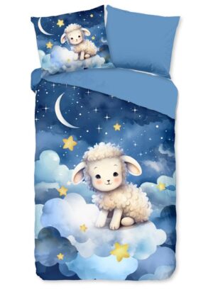 Pure dekbedovertrek Sheepy - Blauw - 140 x 220 cm - 100% Polyester