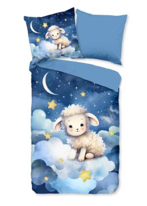 Pure dekbedovertrek Sheepy - Blauw - 135 x 200 cm - 100% Polyester