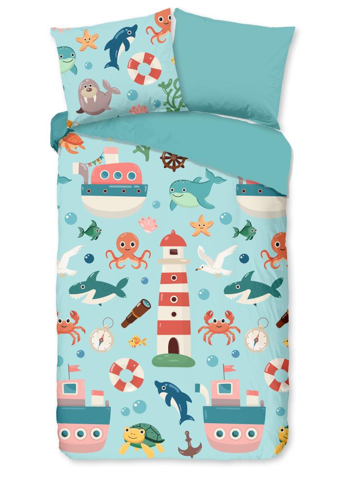 Pure dekbedovertrek Sailor - Blauw - 140 x 220 cm - 100% Polyester