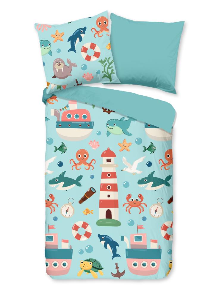 Pure dekbedovertrek Sailor - Blauw - 135 x 200 cm - 100% Polyester