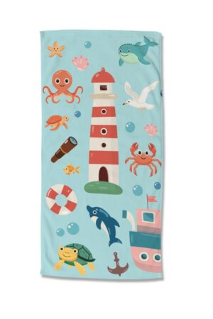 Good Morning strandlaken Sailor - Blauw - 75 x 150 cm - 100% Polyester